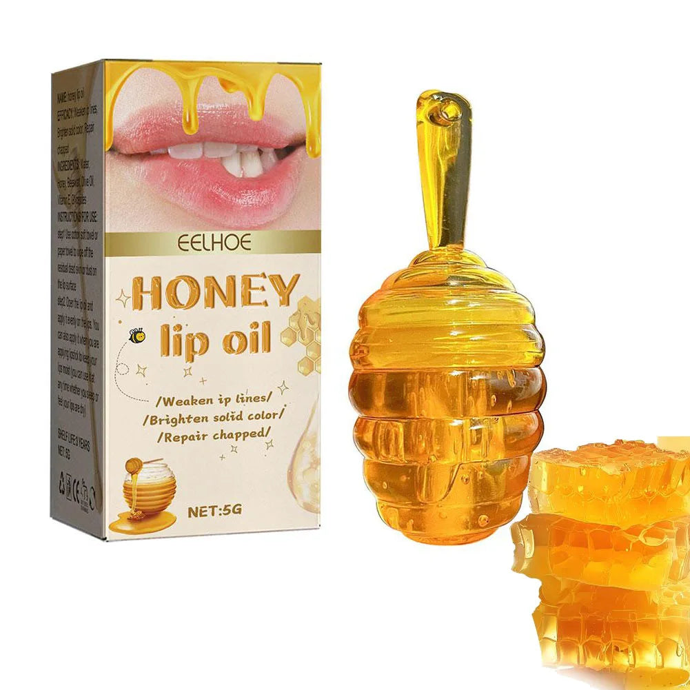 1/2PCS Moisturizing Honey Lip Oil Hydrating Overnight Honey Lip Balm Gloss Shiny Plump reduce lip lines With Vitamin E Lip Care Oasis Select 5g X1