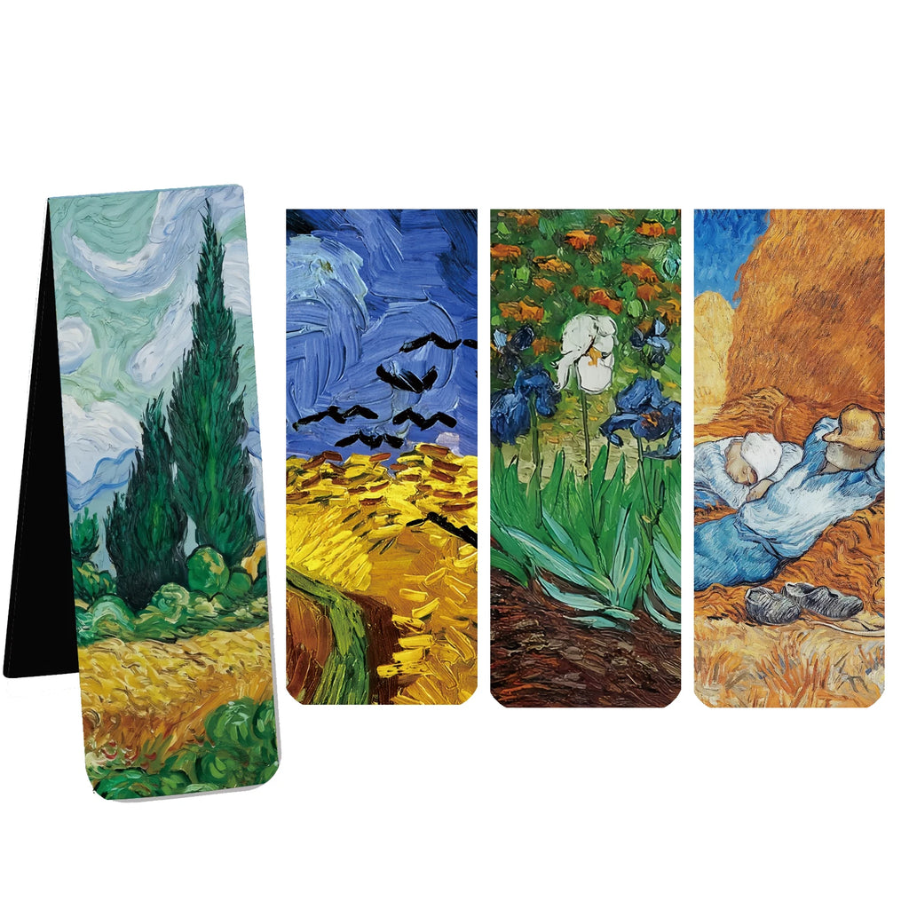 2.5Inch 4PCS Bookmarks with Magnet Book Markers Page Clip for Students Teachers School Home Office Reading Supplies Oasis Select Van Gogh 3