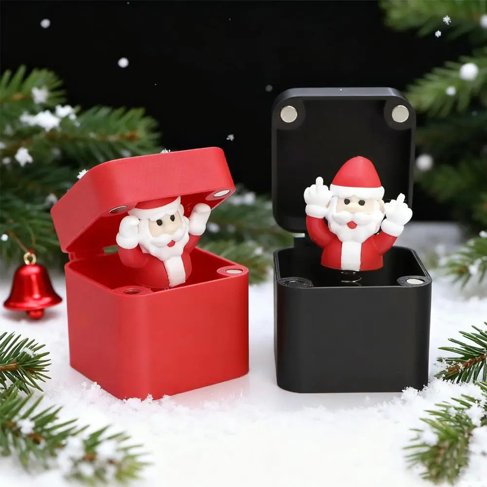 Christmas Middle Finger In A Box Prank Figure Home Party New Year Bouncing Character Statue Decoration Prop Special Special Gift Oasis Select