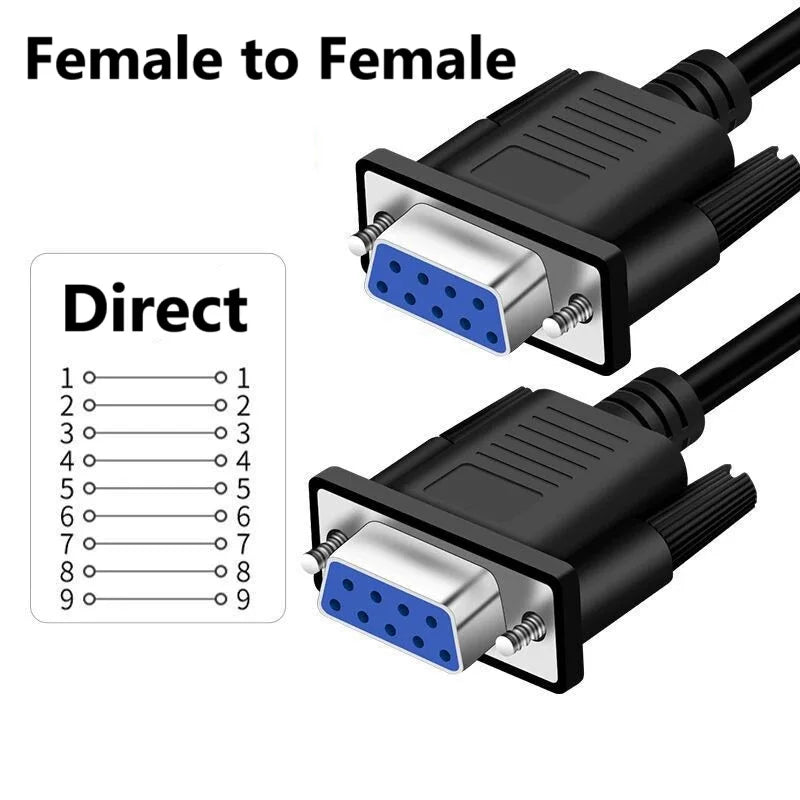 DB9 9Pin Serial Direct cross RS232 Extension Cable Connecting Line DB9 9Pin cable Male To Male/female Data Line Extension Cable Oasis Select Female to Female A 1.5m