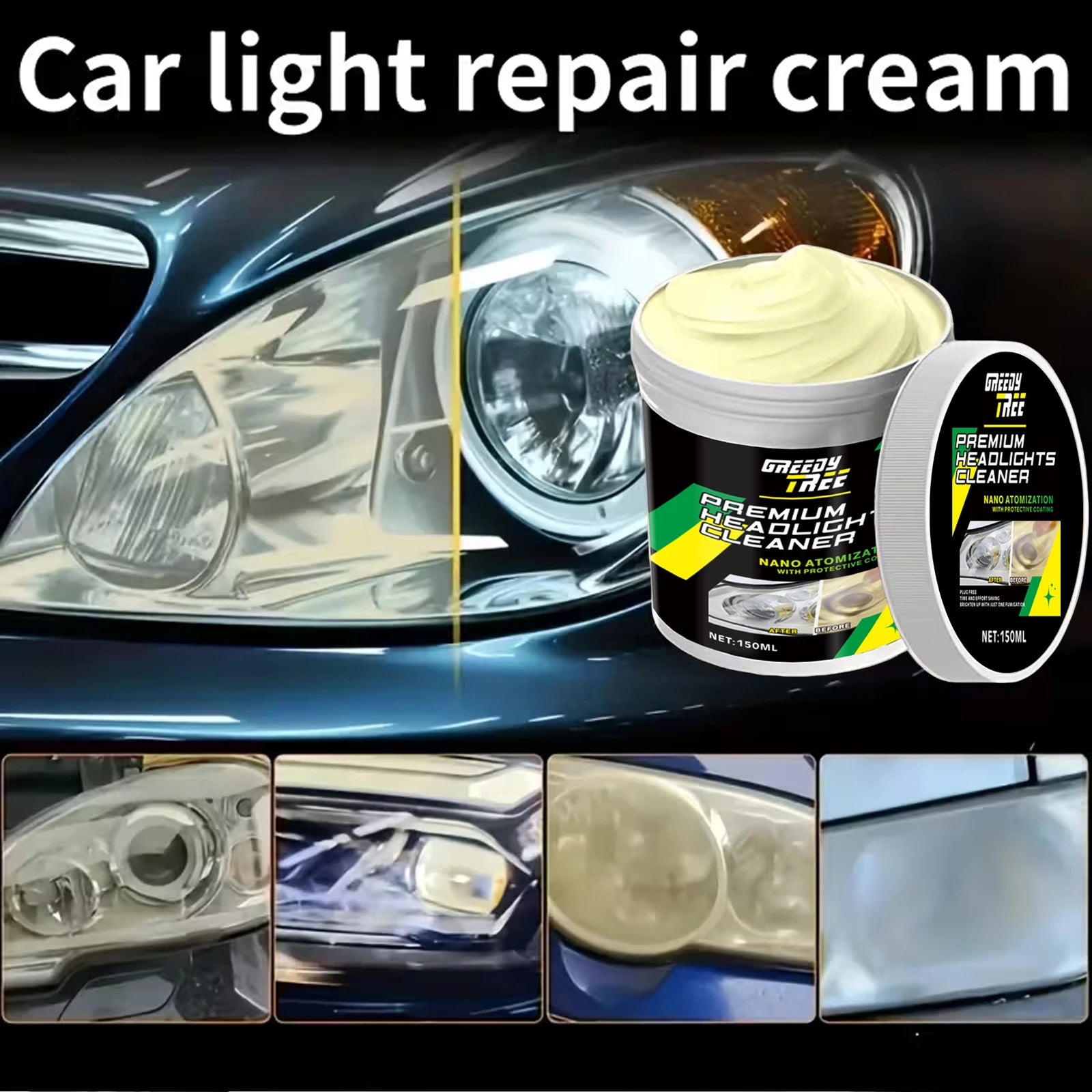Car Headlight Restoration Kit – Polish & Remove Oxidation