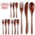 24/12 Pieces Wooden Spoon Soup Spoon and Fork Tableware Natural Ellipse Ladle Spoon Set Eco Friendly Products Spoons for Cooking Oasis Select 12PCS
