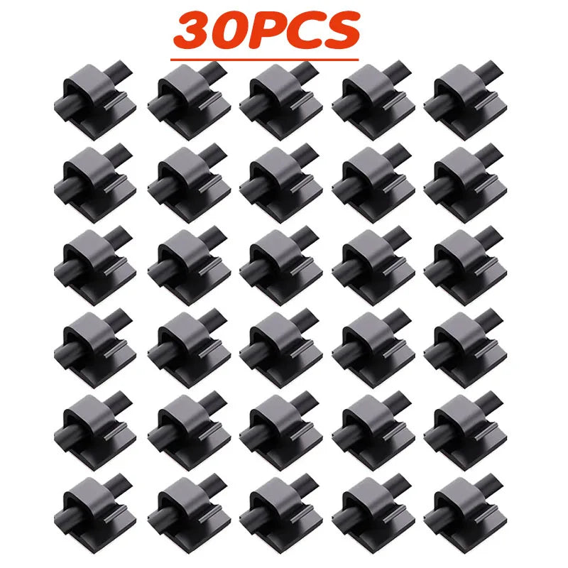 10/20/40pcs Cable Organizer Clips Cable Management Wire Manager Cord Holder Charging Data Line Bobbin Winder Wall Mounted Hook Oasis Select 30pcs-Black