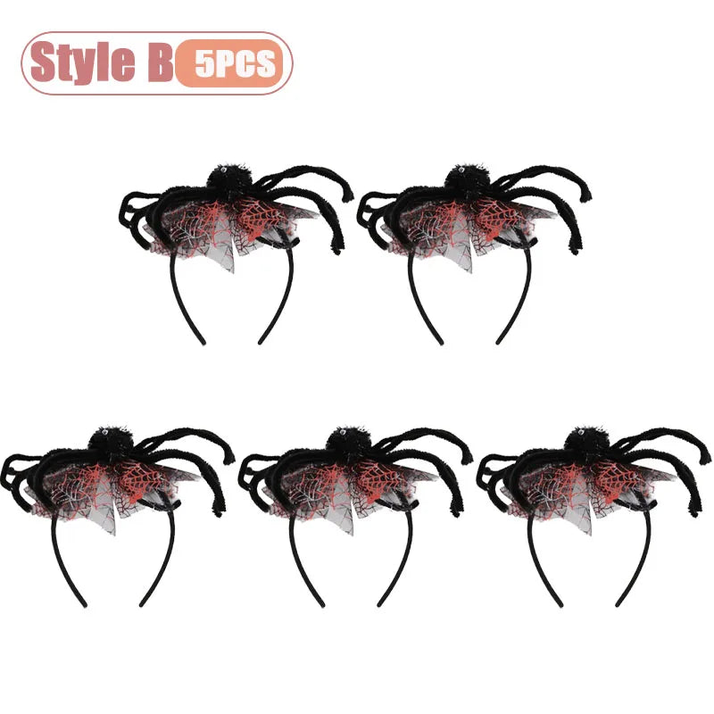 1-10PCS Witch Hat Spider Headband Halloween Party Favor Costume Masquerade Funny Hair Accessory for Women Adult Cosplay Oasis Select Style B-5PCS