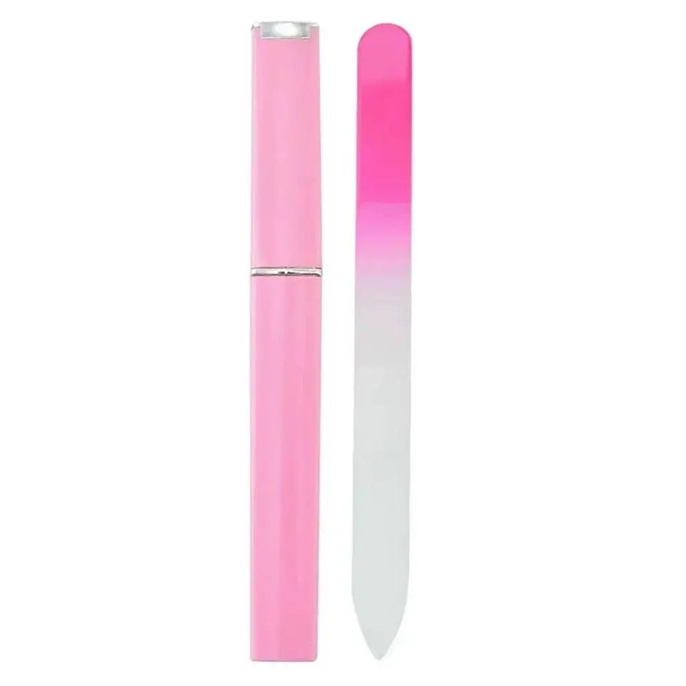 Crystal Glass Nail File – Double-Sided with Case for Women Glass Nail File Oasis Select pink