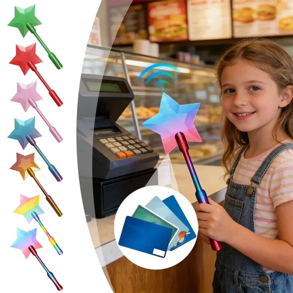 Fashion Creative 3D Printed Wand, Tap To Pay Portable Cute Star Magic Wand Holder, Lightweight Funny Credit Card Organizer Oasis Select