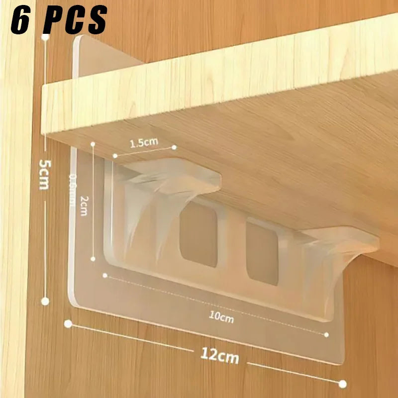 6/12pcs Wardrobe Divider Brackets Non-Marking Sticky Kitchen Cabinet Divider Brackets Anti-Side Slip Layer Support Brackets Oasis Select 6pcs G968A