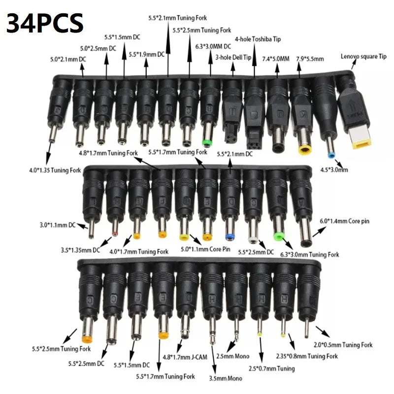 34PCS 8PCS DC Female 5.5mmx2.1mm Power Adapter Plug Jack Sets Connector Kits for Lenovo Thinkpad Laptop Power Supply Plug Oasis Select 34pcs