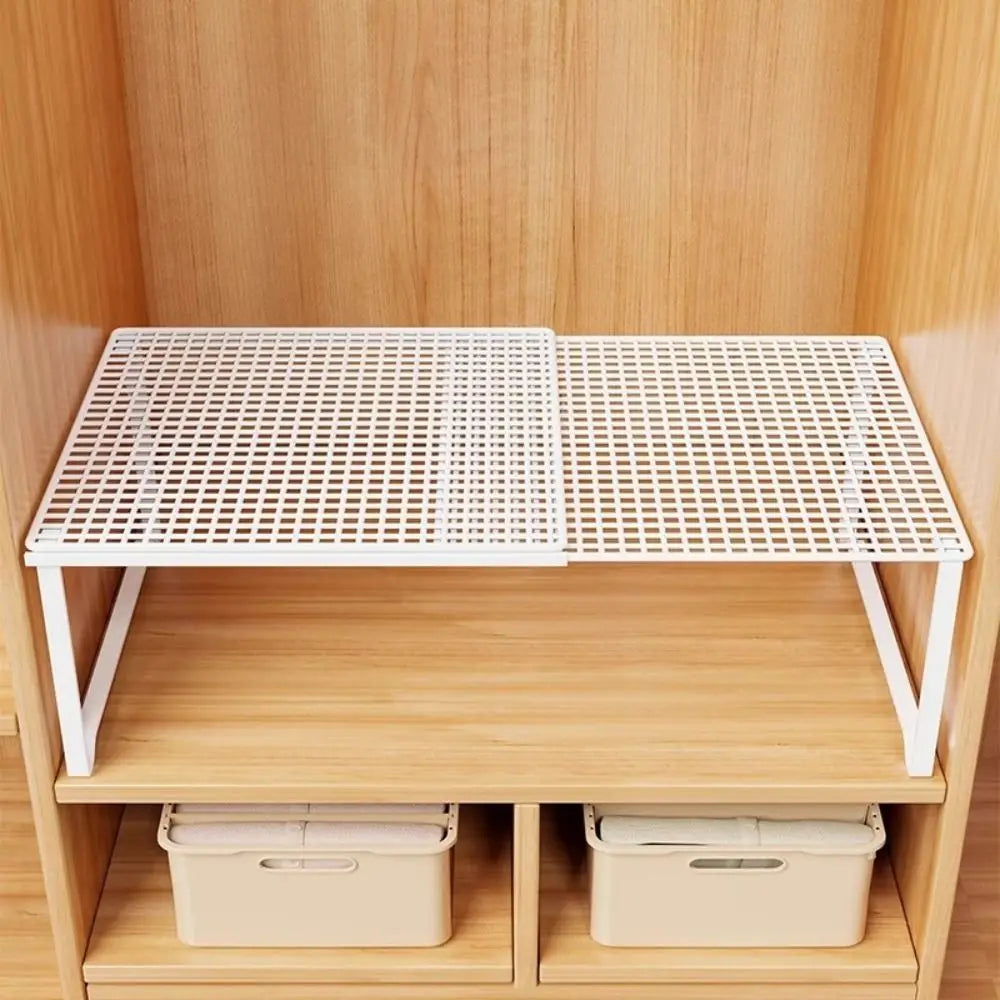 DIY Metal Closet Shelf Expandable Adjustable Wardrobe Organizer Retractable Stackable Shelves Bathroom Oasis Select