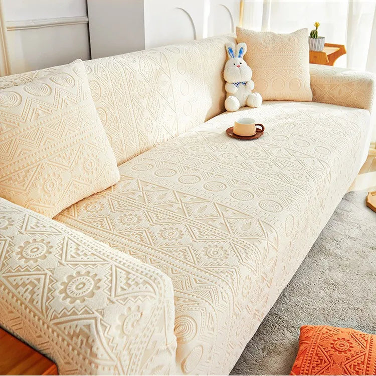 Bohemian Jacquard Velvet Sofa Cover for Autumn and Winter Thickened Plush, High-end Feel Cat Scratch-resistant Sofa Cover Oasis Select