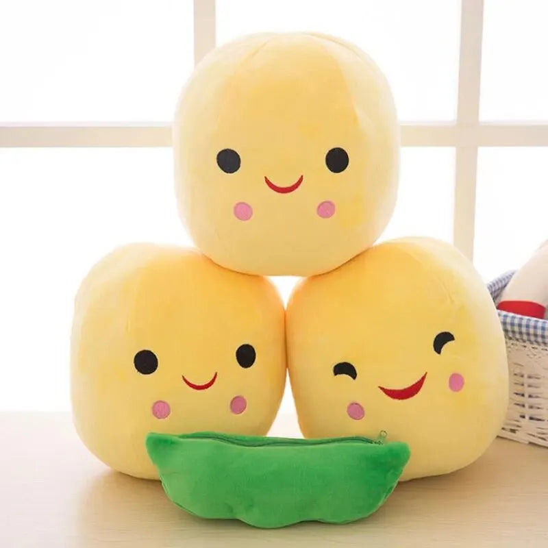 25CM Cute Children's Baby Plush Peas Filled Plant Doll Toy Children Kawaii Quality Pea-shaped Pillow Toy Boy Girl Gift Oasis Select