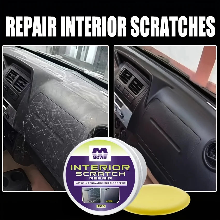 Car Interior Scratch Repair Cream – Natural, Low Odor + Sponge