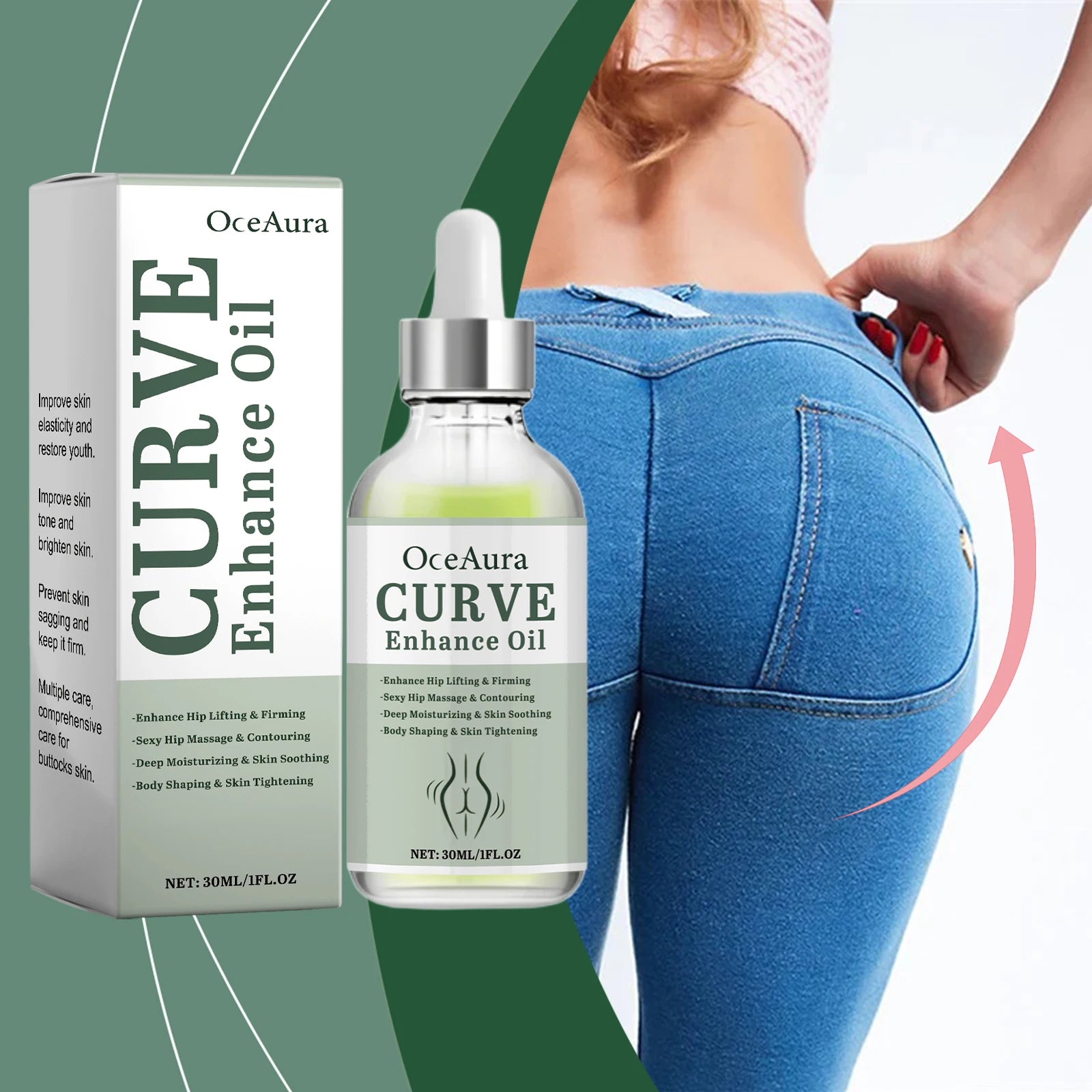 Buttock Enlargement Oil Butt Lift Up Firming Shaping Increase Hip Breast Plump Growth Anti Sagging Moisturizer Sexy Body Care Oasis Select