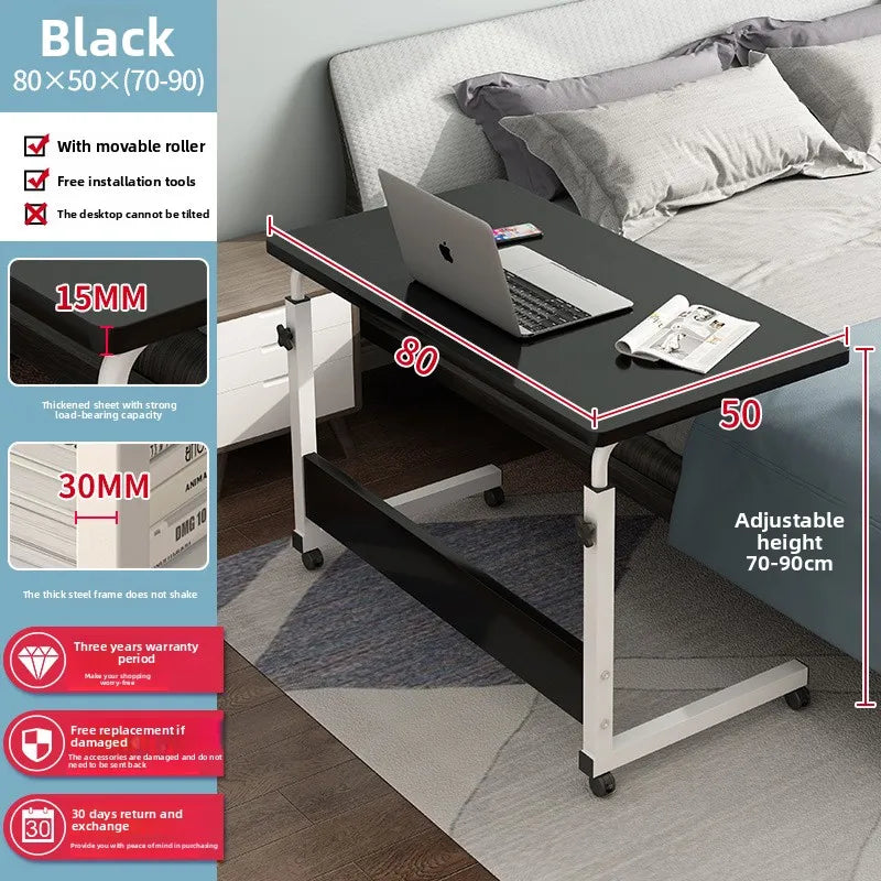 Multi-functional Computer desk Bedside table Mobile lifting small table Household small laptop holder with wheels Durable Oasis Select Black 80 50