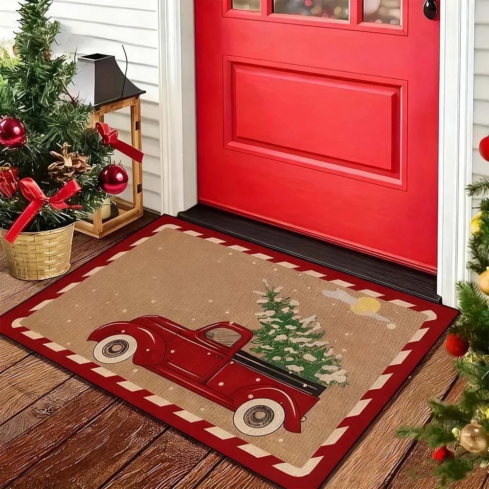 Water-absorbing Christmas Door Mat Santa Claus Design Christmas Decor Bathroom Mat Gingerbread Man Pattern Foot Mat Bathroom Use Oasis Select 04