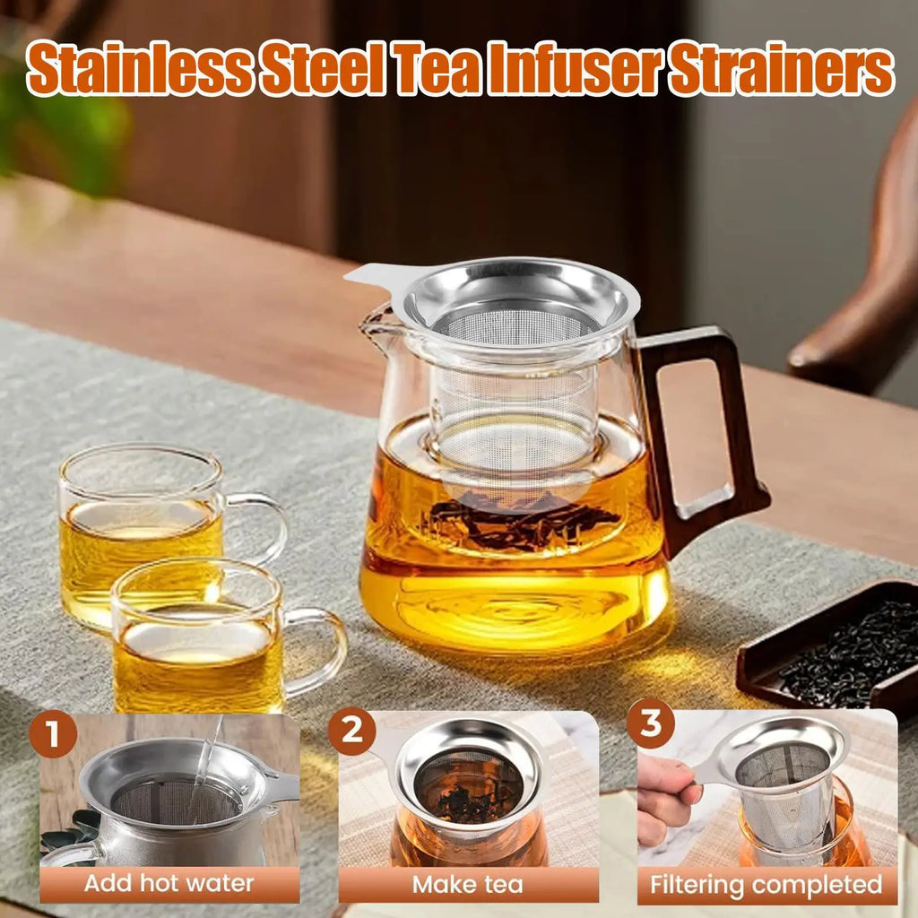 Stainless Steel Tea Filter Baskets Mesh Cup Strainer Funnel Filter Tea Handle Tea Filter Reusable Infuser Tea Accessories Oasis Select