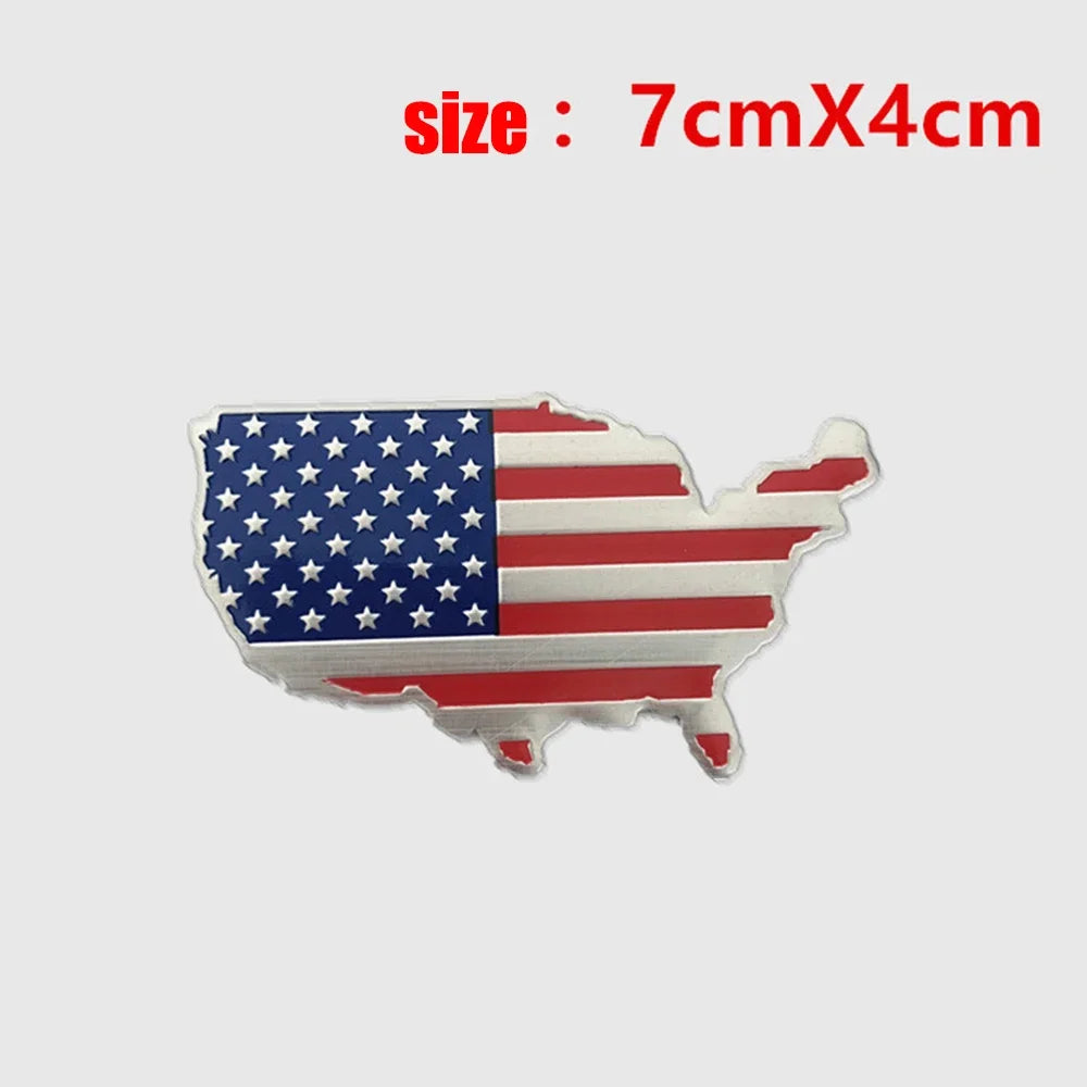 Flag Map Sticker Auto Fender Emblem National Flag Car Stickers for Cars Trucks Laptop Aluminum Alloy For USA UK Germany France Oasis Select USA-Small