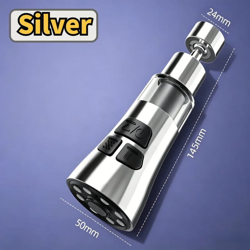 Kitchen Faucet Extender With Filter Function Universal 720° Rotate Aerator Splash Filter Washbasin Faucet Bubbler Nozzle Aerator Oasis Select Silver
