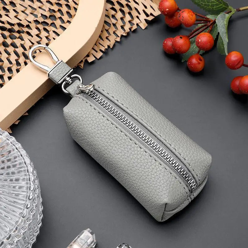Double Zipper PU Leather Key & Coin Pouch with Metal Clip Key & Coin Pouch Oasis Select A2
