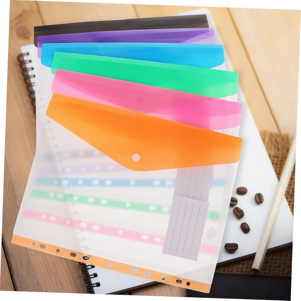 6Pcs A4 Binder Pocket Plastic Envelopes Expandable Binder Folders 6 Colors Stereoscopic Transparent File Bags with Index Labels Oasis Select
