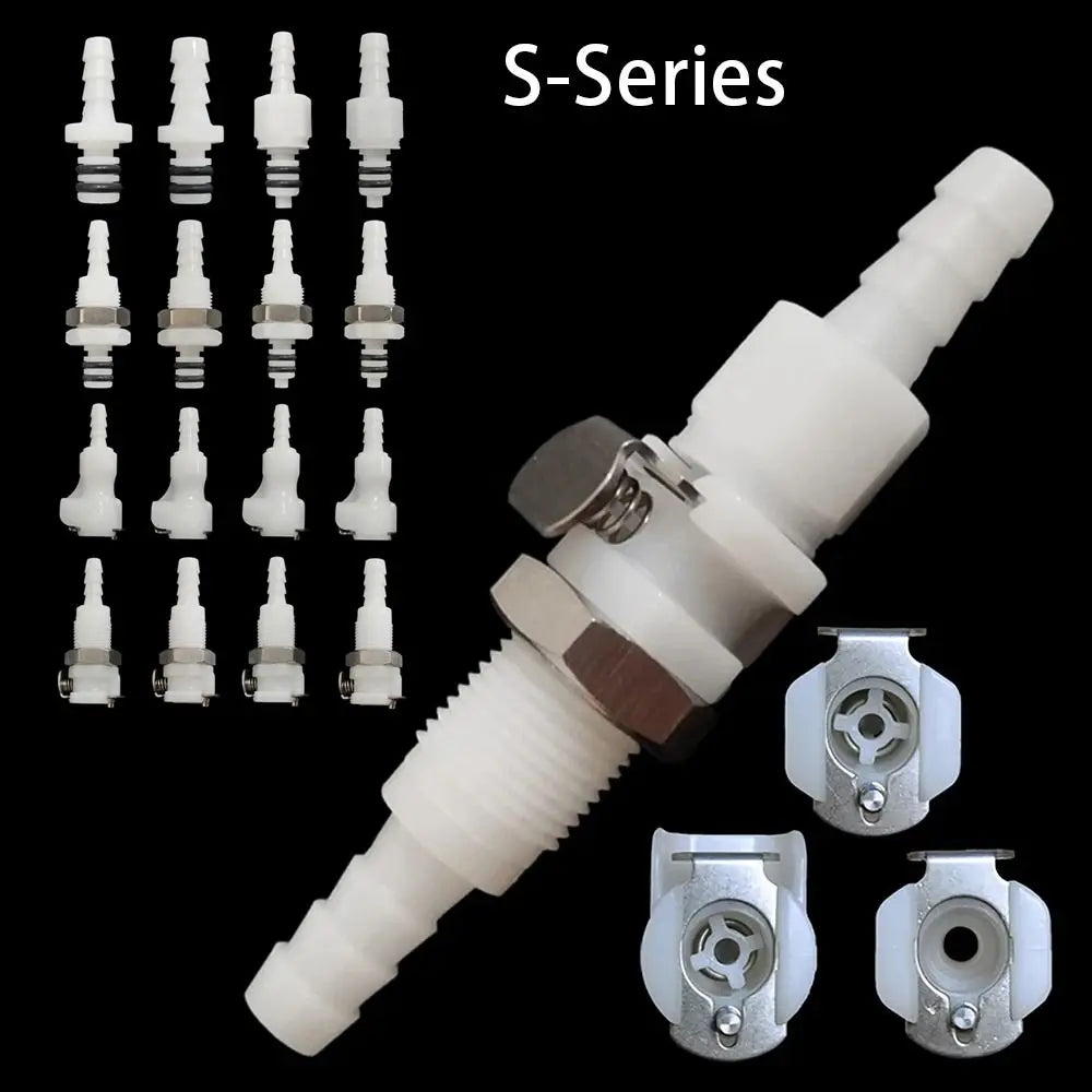 1Pc Disconnect Fitting Coupling Hose Joint Tube Connector Male Female Hose Barb Valved S-series 3/16 1/4 Quick Coupler Oasis Select
