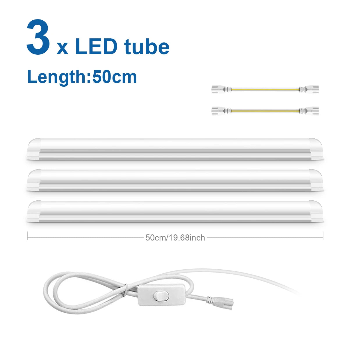 LED Tube T8 Lamp 220V EU Plug Aluminum Fluorescent Light Tube 50CM 25W LED Wall Lamp 50000 Hours Life Warm/Cold/Neutral White Oasis Select 3PCS LED Tube 100-130V US Plug Warm White