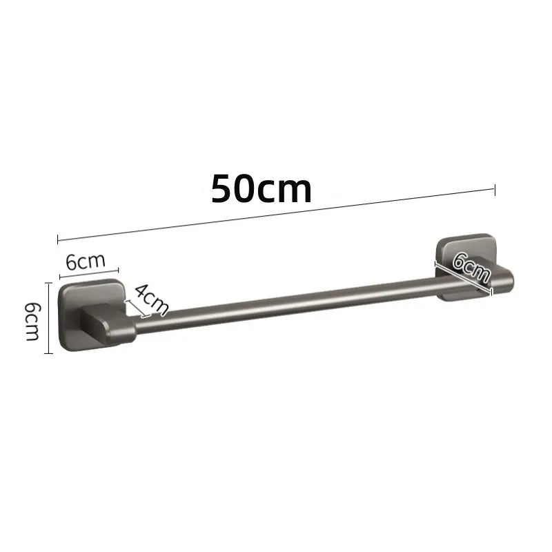 Bathroom Towel Holder White Without Drilling Bathroom Black Towel Rack Towel Bar Self-Adhesive Bathroom Towel Rack Towel Rail Oasis Select 50cm gray