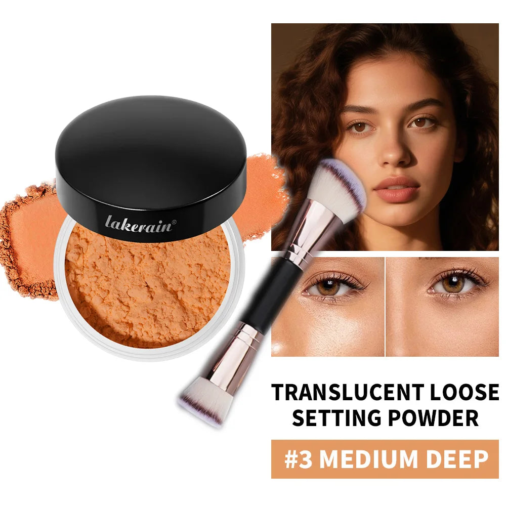 Lakerain Loose Setting Powder & Brush – 24HR Matte Finish