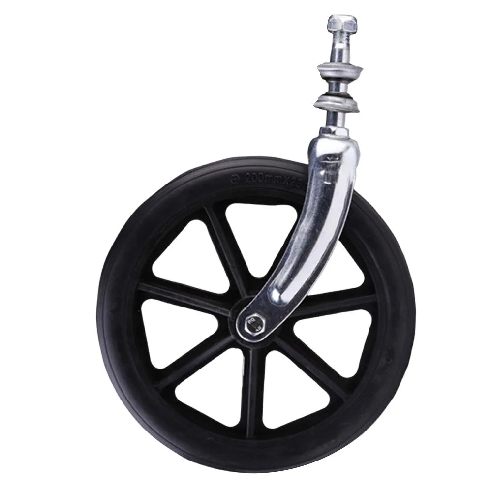 Rubber Wheelchair Front Castor Anti Slip 6/7/8Inch Shopping Cart Wheels with front fork Replacement Travelling Trolley Caster Oasis Select Black-8 inch
