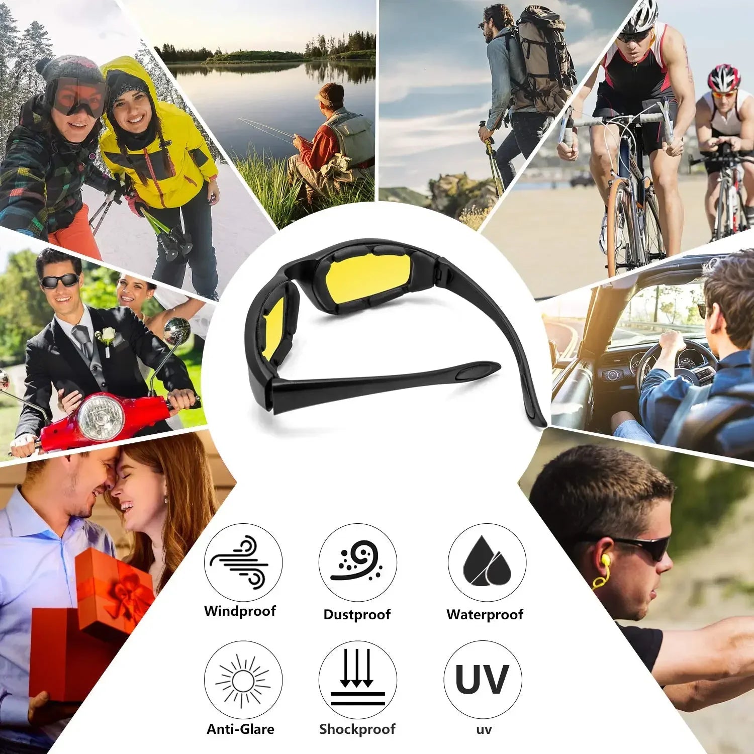 Universal Motorcycle Goggles Bicycle Motorcycle Windproof Goggles Men Women Sunglasses Anti-Fog UV400 Dust-proof Glasses Oasis Select