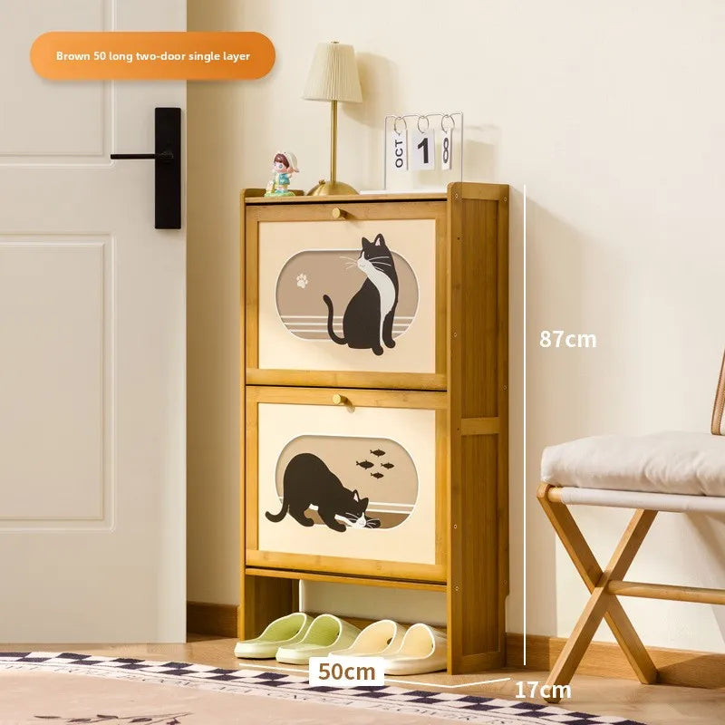 multi-layer strong and durable storage cabinet at the door of the home, good-looking indoor dust-proof Nanzhu shoe cabinet Oasis Select Brown 2-50