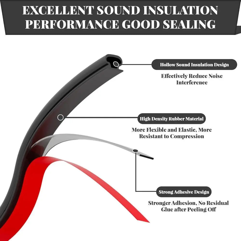 6m Soundproofing Weather Stripping Rubber D-Shape Door Frame Insulation Self-adhesive Windproof Draught Excluder Household Oasis Select