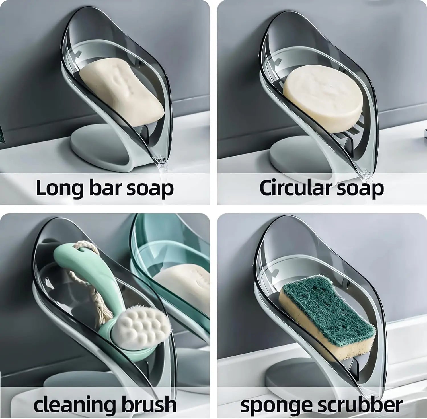 2pcs Self Draining Soap Dish with Suction Cup Jaboneras Para Baños Modernos Leaf Design Bar Soap Dish for Shower Sink Kitchen Oasis Select