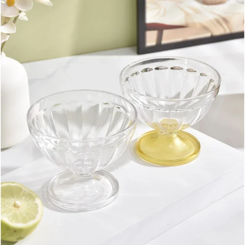 Transparent Salad Plates 250ml Clear Plastic Salad Bowl For Dessert Shake Goblet Glass Embossed Ice Cream Cup Home Oasis Select