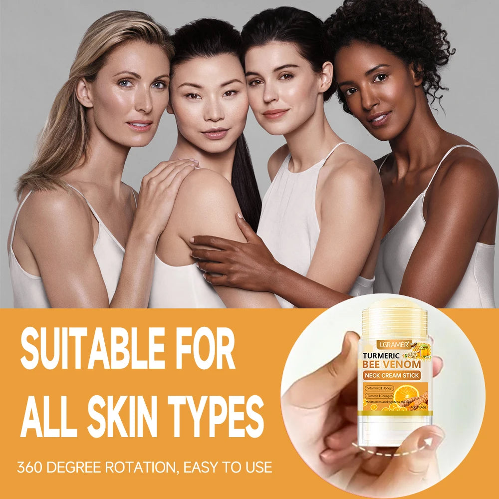 SUYARUN Turmeric Bee Venom Neck Cream Stick - Anti-Aging Firming, Wrinkle Reduction, Portable Moisturizer for all people. Oasis Select
