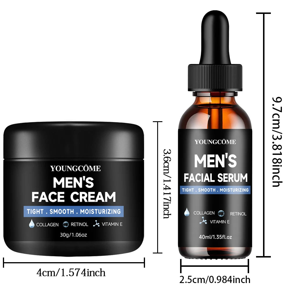 YOUNGCOME Men’s Daily Routine Set with Serum & Moisturizer with Ccollagen, Retinol & Vitamin E for All Skin Types Oasis Select 2pcs 1set