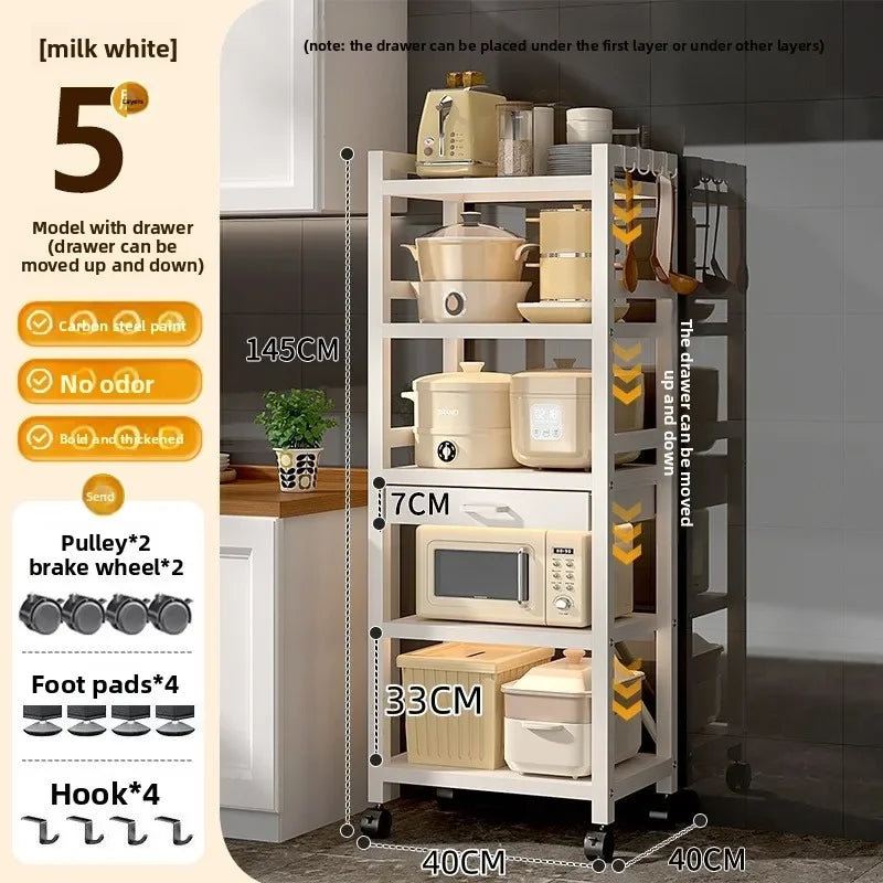 Kitchen Rack Floor-to-ceiling Multi-layer Crevice Storage Oven