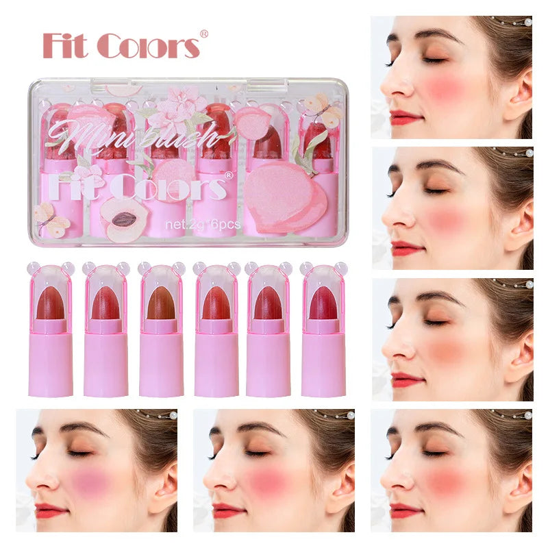 Mini 6in1 Makeup Set Blush Lipstick Stick Long Lasting Moisturize Fruit Cream Tint Face Cosmetic Beauty Kit Oasis Select SH02 Blush