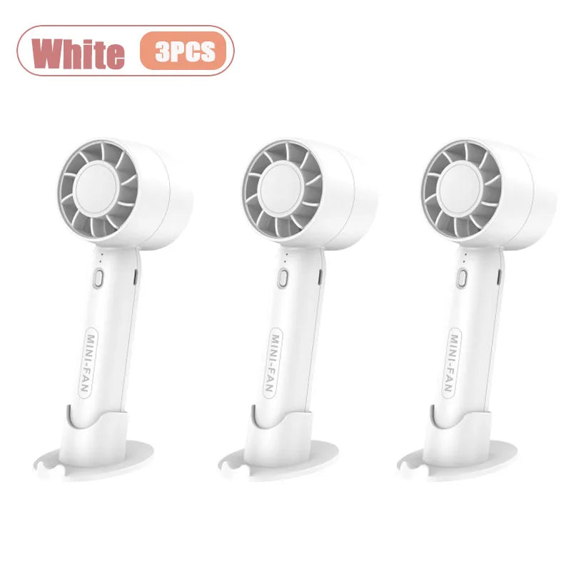 Mini USB Handheld Fan Portable Rechargeable Small Desk Fan for Students Office Travel Personal Cooling Breeze Quiet 3 Speed Oasis Select White-3PCS