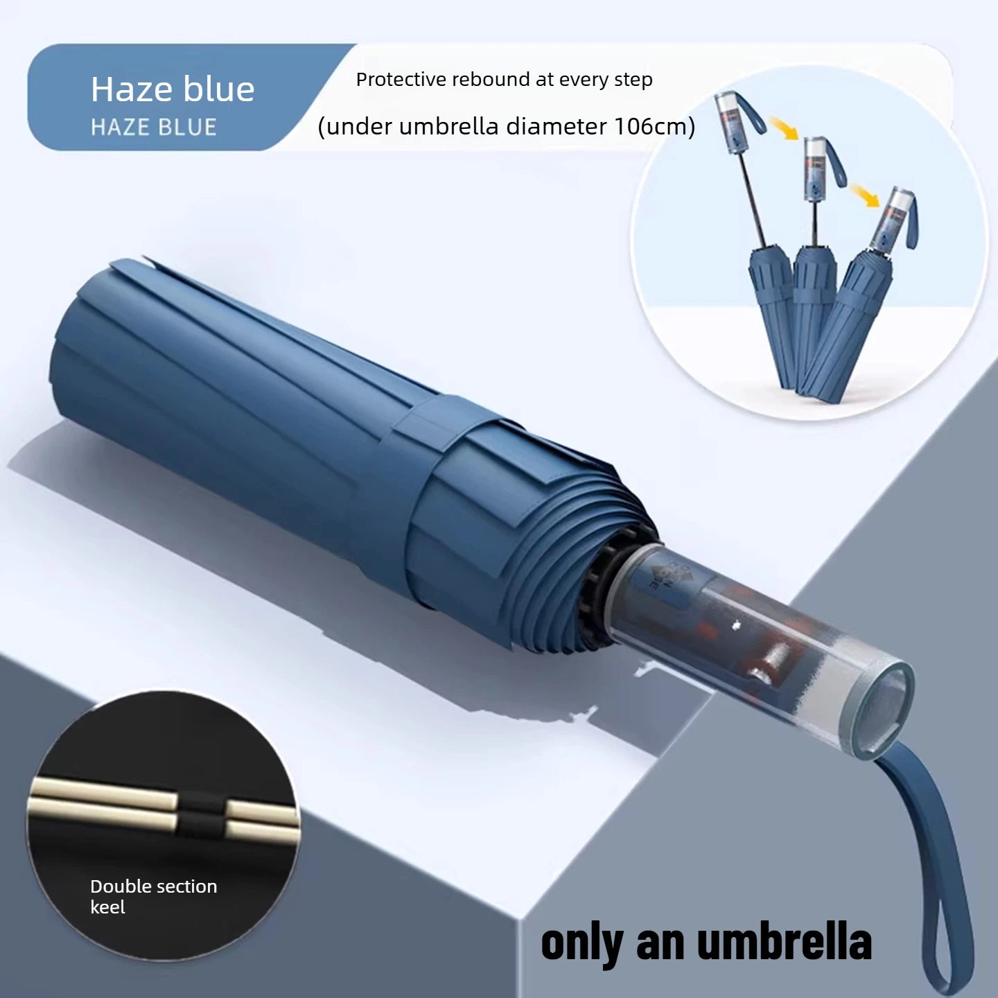 Wind Resistant Automatic Umbrella Foldable Sun Rain Accessory Thickened Durable Design Portable UV Blocking Parasol Oasis Select 72 bone blue 1 12K iron