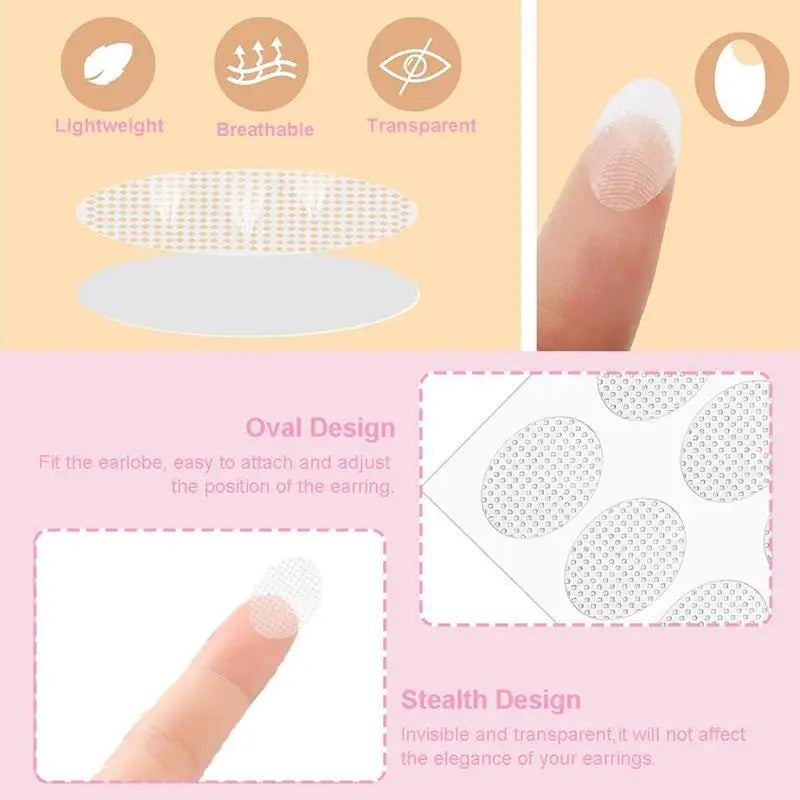 Clear Earring Support Patches Invisible Ear Lobe Protectors For Heavy Earrings Earring Ear Support 100Pcs/200Pcs Heavy Earrings Oasis Select