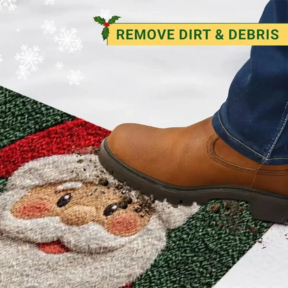 Water-absorbing Christmas Door Mat Santa Claus Design Christmas Decor Bathroom Mat Gingerbread Man Pattern Foot Mat Bathroom Use Oasis Select