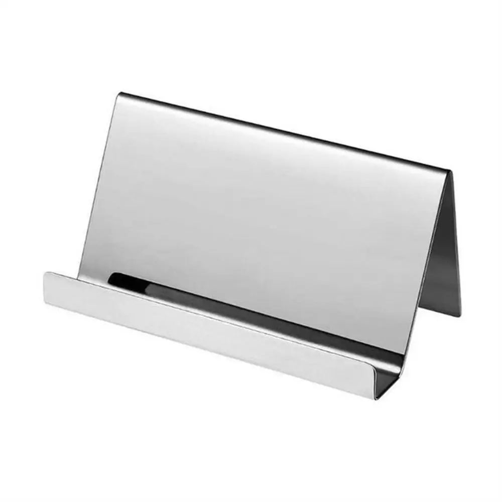 Holder Metal Desktop Stainless Steel Name Card Display Stand Business Card Storage Business Card Holder Name Tag Display Rack Oasis Select Silver-Mirrored