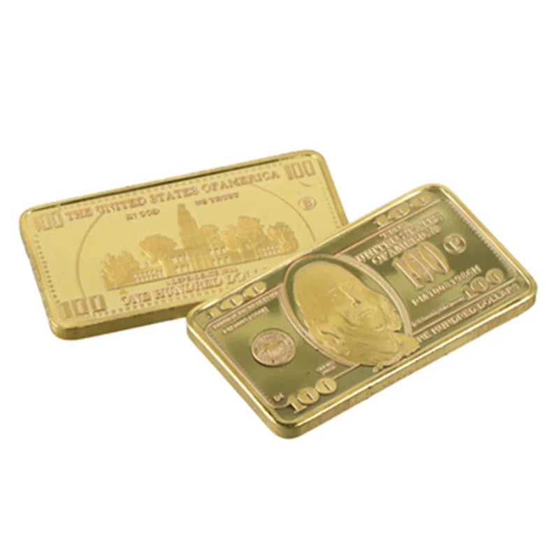 1pcs USA 100 Dollar Bullion 24k Gold Bar American Metal Coin Golden Bars USD With Gif Oasis Select