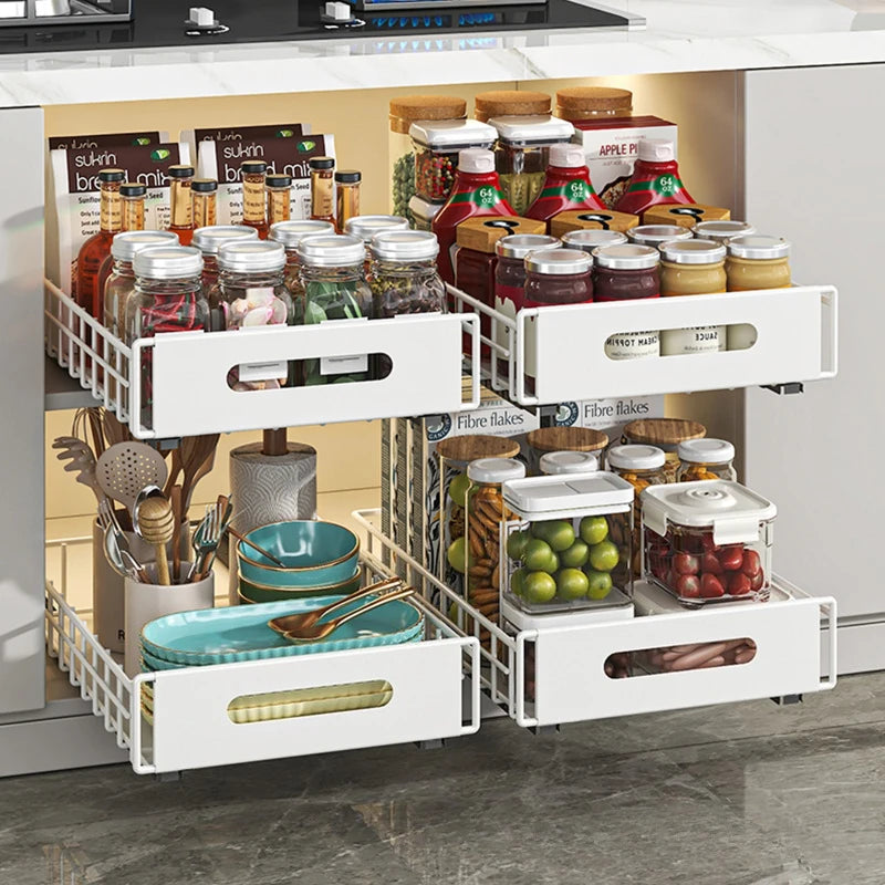 Kitchen Shelf Cabinet Pull Basket Layered Rack Seasoning Storage Sink Storage Super Deep Pull-out Shelf Oasis Select