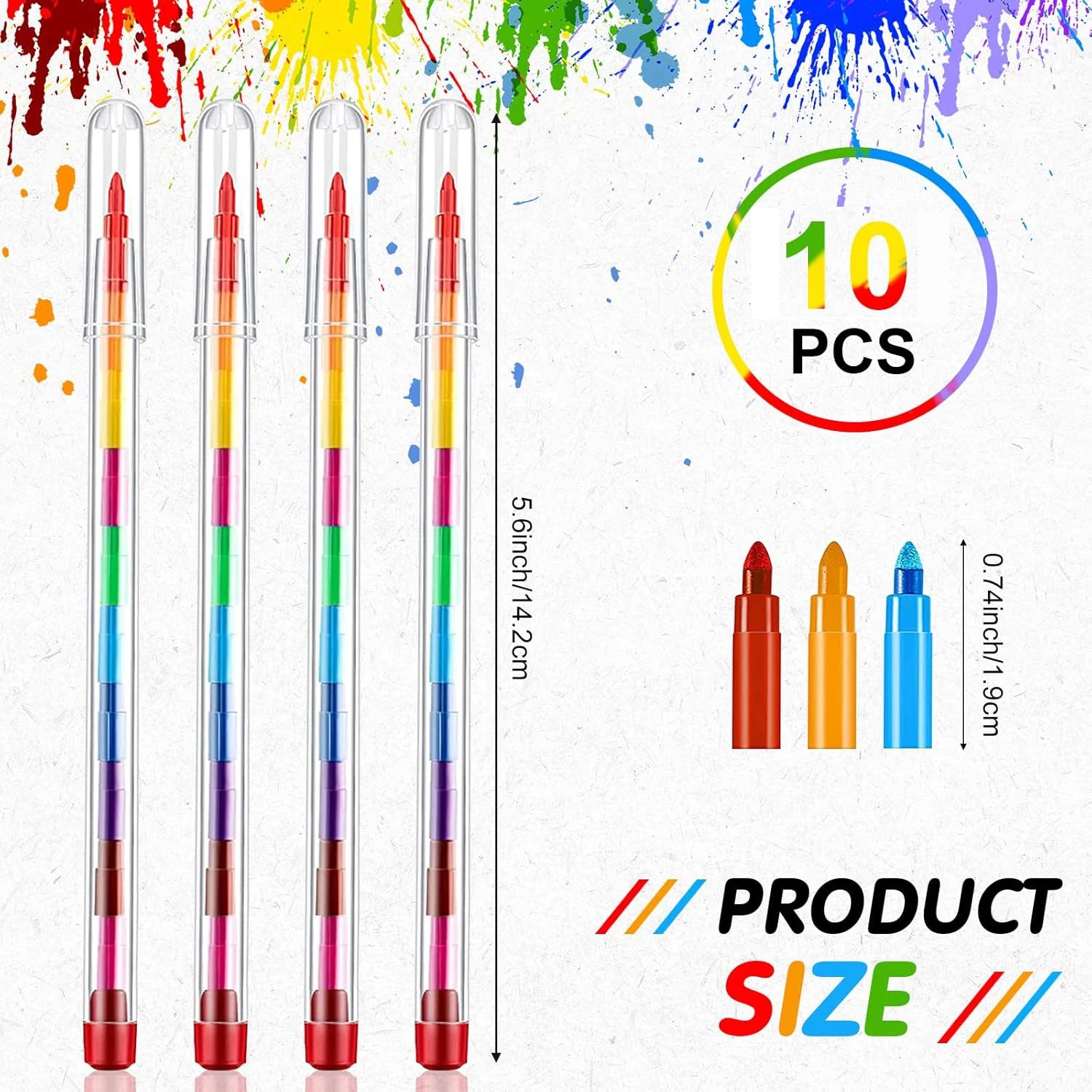10Pcs Stackable Crayon Set 11 Colors Pencils Colorful Party Favors DIY Mini Rainbow Crayons Pens School Office Supplies Oasis Select