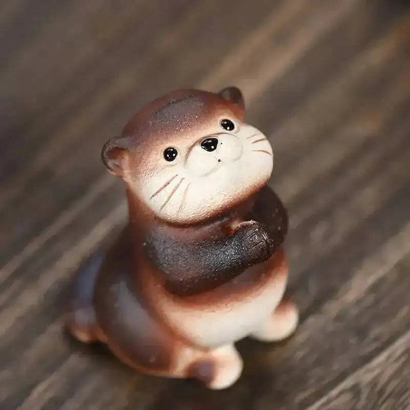 Zisha Tea Pet Otter Ornament Cat Powder Slurry Animal Tea Play Decoration Tea Table Чайные украшения Oasis Select