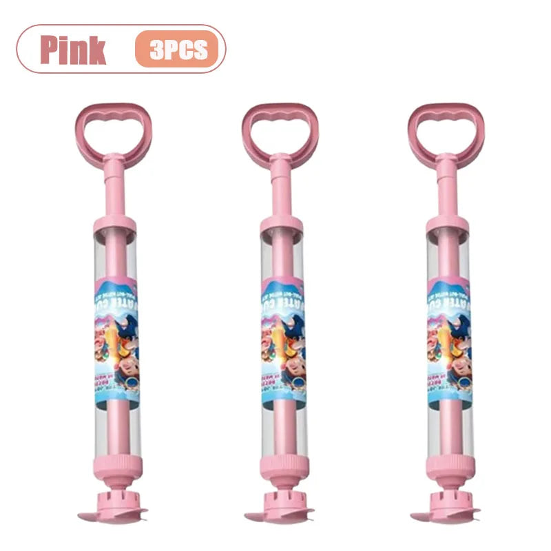 Large Capacity Double Nozzle Water Spray Toy for Kids Water Fight Splash Blaster Pull String Outdoor Summer Beach Play Oasis Select Pink-3PCS