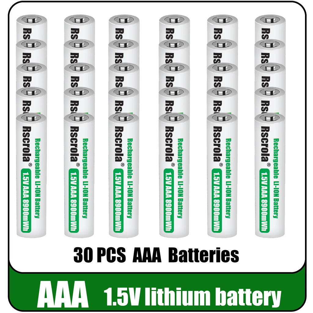Universal Rechargeable 1.5V AAA 8900mWh Lithium ion Battery Fast charging with Charger for Camare Clock Mouse Fan Electric Toys Oasis Select 30 PCS Batteries 1.5V China Mainland