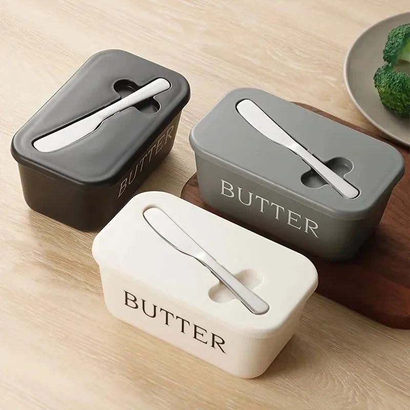 1pcs Butter Container Box with Knife Simple Restaurant Sealed Storage Box Knife Butter Slicer Tableware Oasis Select